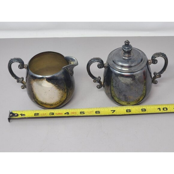 Vintage William Rogers Spring Flower 2032 Silver-Plated Creamer & Sugar Bowl Set - Picture 15 of 16